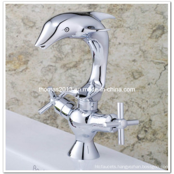 Chromed Dolphin Water Tap Sink Basin Mixer (Qh0666)